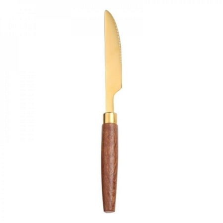 

BIG SALES! Tableware Stainless Steel Cutlery Sliver Gold-plated Western-style Steak Knife Fork Spoon With Wood Handle Kitchen Dinnerware