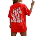 thumbnail image 2 of Red Women's Short Sleeve T-shirt, Good Things Are Coming Women'S Letter Printed Shirt Short Sleeve Round Neck T Shirt Fashion Top Lightweight Soft Casual Summer Clothing Clothes,Women's Short sleeve T, 2 of 4