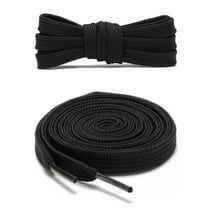 1pair Double Layers Flat Boot Shoe Laces Strings Black for Sneakers Tennis Shoes