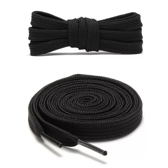 1pair Double Layers Flat Boot Shoe Laces Strings Black for Sneakers Tennis Shoes