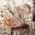 thumbnail image 5 of Sheer Curtains 72 inches Long, Country Style Dahlia Floral Eucalyptus Beige Texture Light Filtering Sheer Window Curtains Rod Pocket Voile Drapes for Bedroom Living Room, 52"W x 72"L 2 Panels, 5 of 7