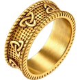 thumbnail image 1 of ORUYROP Men Vintage Celtic Rings, Can Engrave, Stainless Steel/Gold Plated/Black (Send Gift Box), 1 of 7