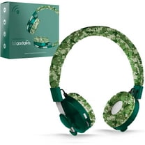 LilGadgets Untangled Pro Wireless Headphones for Kids for School, On-Ear Bluetooth Headphones with Built-in Microphone, No More Tangled Wires, Kids Headphones for School, Green Camo