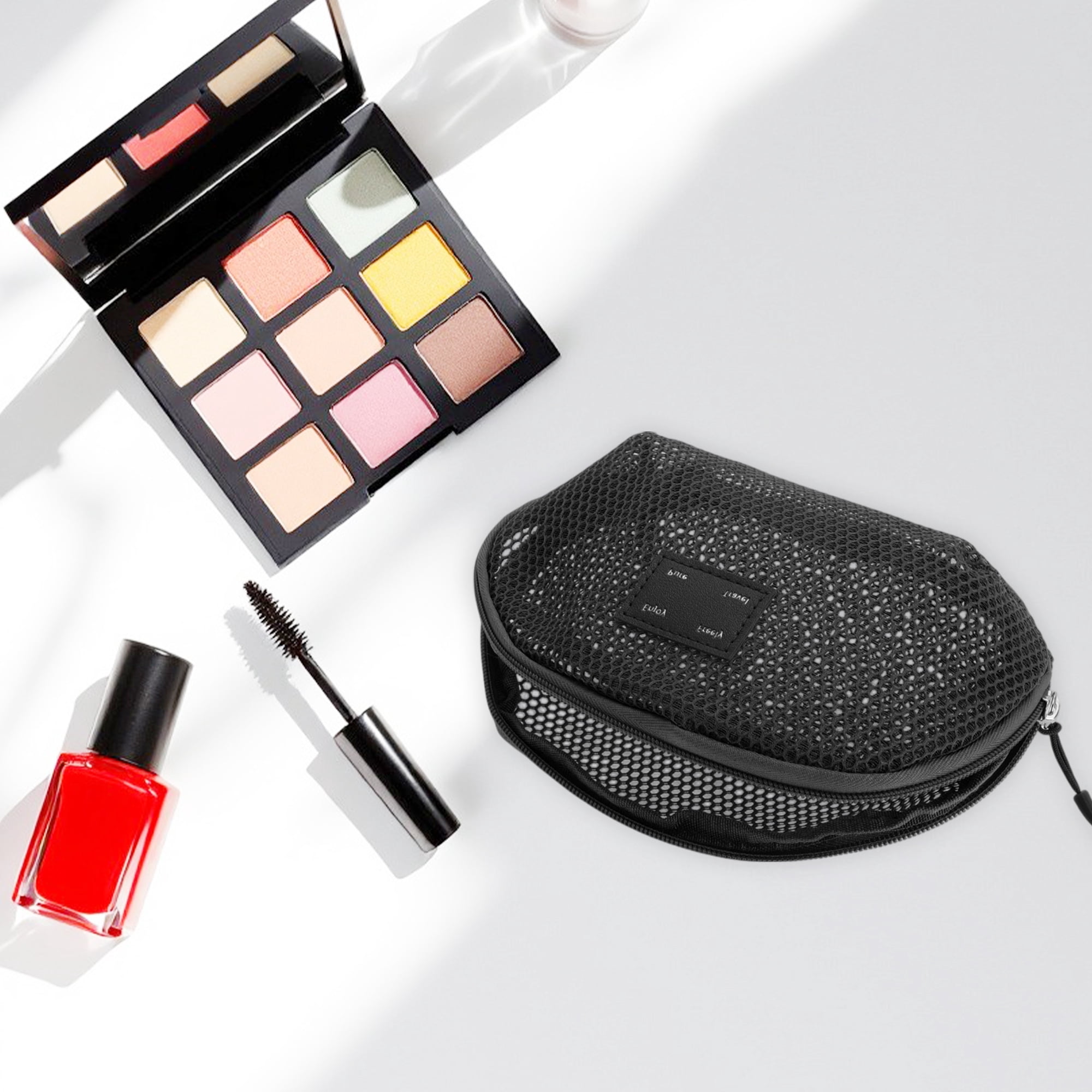 Unique Bargains 1 Pc Mesh Hand-held Sundries Makeup Bag Black 8.27in