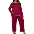 thumbnail image 2 of Cueply Women's Plus Size Pajama Set Long Sleeve Pjs Long Pants Sleepwear Two Piece Loungewear with Pockets, 2 of 7