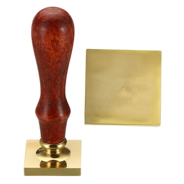 Unique Bargains 30mm Square Blank Wax Seal Stamp, Removable Brass Head without Carving Wooden Handle Retro