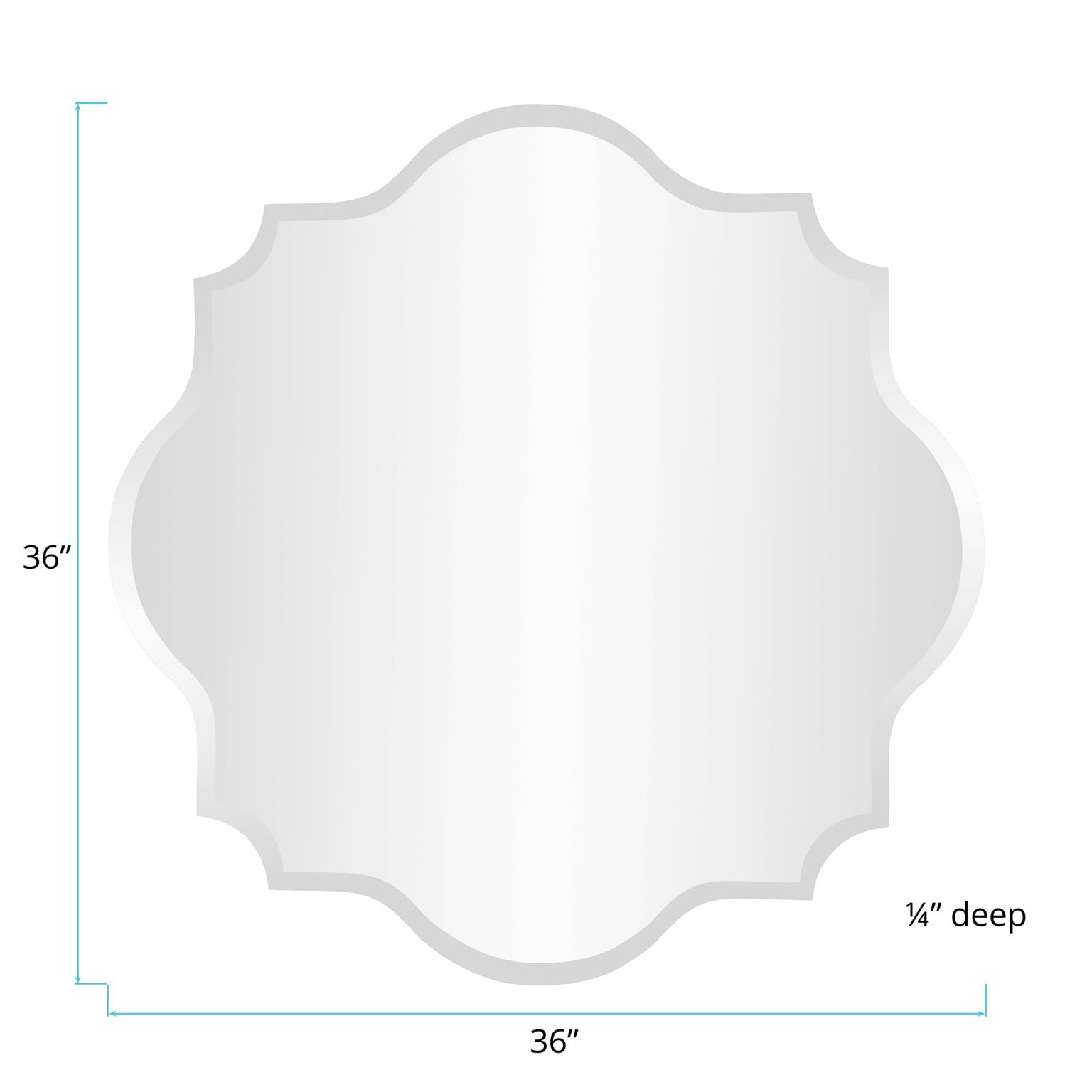 Tyler Dillon Frameless Beveled Mirror with Scalloped and Curved Edges - 36"D