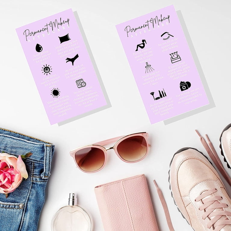 Brow Tint & Wax Aftercare Instruction Cards - 50 Pack, 2x3.5" Business Card Size, Lavender Design-867558