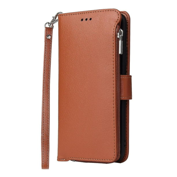 Funda tipo cartera para iPhone X/XS con cordón y tarjetero de piel sintética