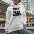 thumbnail image 2 of Shhh, No One Cares, Sarcastic Quote, White Hooded Sweatshirt or Hoodie, Small, 2 of 5