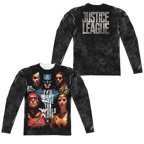 Justice League Movie - Save The World Poster (Front/Back Print) - Regular Fit Long Sleeve Shirt - XX-Large
