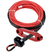 Astra Depot RED 50ft x 1/4" 7000Lbs Synthetic Winch Rope Cable All Heat Guard Rock Protection   Winch Stopper   Hawse Fairlead for Car Truck ATV UTV Ramsey KFI