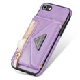thumbnail image 6 of Dteck Card Holder Wallet Zipper Back Case for iPhone SE 2022 4.7-inch,iPhone 8/7 Shockproof Rubber Hybrid Leather Kickstand iPhone SE 2nd Gen 2020 Cover with Cross Body Shoulder Strap,Purple, 6 of 8