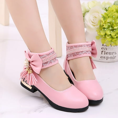 

Cathalem Girls Footwear Flat Models Sweet Girls Princess Leather Shoes With Jewelry Tassel Girls Dress Shoes Girls Size 2 Sandals Sandal Pink 10.5 Years