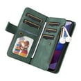 thumbnail image 4 of Multifunctional Case for Moto G Power 2021,[RFID Blocking] 9 Credit Cards Holder Wrist Strap, Premium PU Leather Zipper Wallet Purse Magnetic Flip Phone Cover for Motorola Moto G Power 2021, Green, 4 of 12