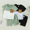 thumbnail image 6 of Summer Toddler Baby Boy Girl Clothes Set Unisex Waffle Outfits Solid Short Sleeve Pocket Tops Shorts 2PCS, 6 of 11