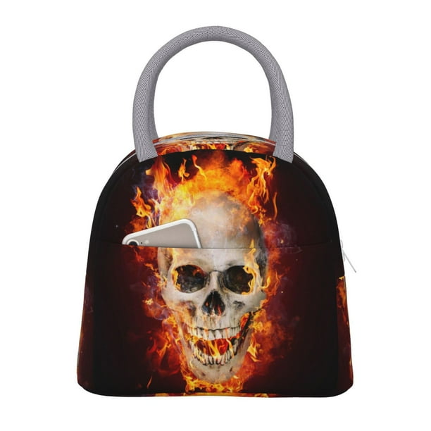 Balery Satanic Skull Bolsa de Almuerzo para Mujeres, Caja de Almuerzo, Bolsa de Almuerzo Pequeña Impermeable, Tote de Almuerzo Reutilizable con Gran Capacidad