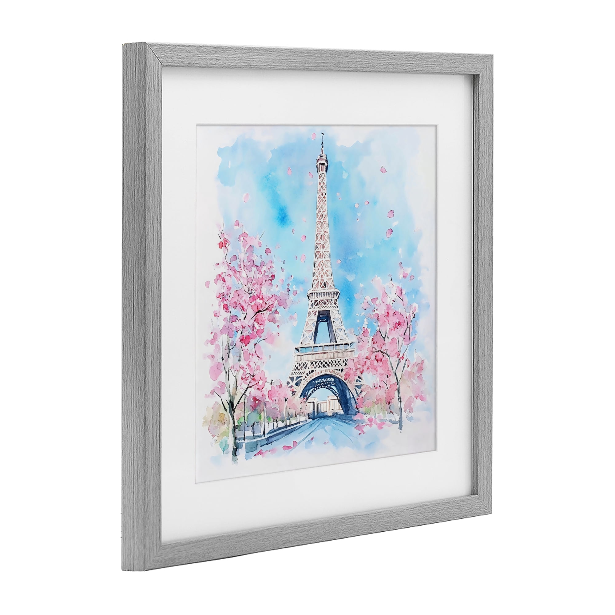 Stupell Industries Eiffel Tower Cherry Blossoms Gray Framed Print Under Glass, design by Creative Studio