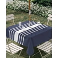 thumbnail image 3 of Square Outdoor Tablecloth with Umbrella Hole Vintage Striped Outside Table Cloth Waterproof Patio Table Cover Midnight Blue Modern Simple Lines Zipper Tablecloths for Picnic Party Camping 60x60 Inch, 3 of 8