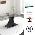 thumbnail image 4 of Sumdeal 63" rectangle Modern Glass Top Dining Room Table Sets for 4,Glass Dining Table with 4 PU leather C-Shape Chairs with Handle, 1 Black Base Glass Table and 4 Light Gray Chairs, 4 of 10