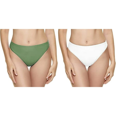 (2-Pack) Kcodviy Women Vintage Print Low Swim Suit High Waist Bottoms Waist Brazilian Bikini Bottom Swim Pants for Women Swimwear Briefs Beachwear Brazilian Bikini Bottom Side Tie Thong Bathing Swim