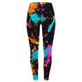 thumbnail image 5 of COMVALUE Women's Leggings - Full Length Bright and Neon Paint Splatter, Rainbow, and Patterened Leggings for Women Hot Pink Size L, 5 of 6