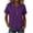 Purple, variant on Babysbule Women's Point Collar Short Sleeve Button Front Contrast Stitching Relaxed Fit Casual Work Everyday Top