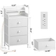 thumbnail image 2 of GUNAITO 3 Drawers Nightstand Set of 2 with Charging Station, Bedside Table with LED Light, Modern End Side Table for Bedroom Living Room，White, 2 of 10