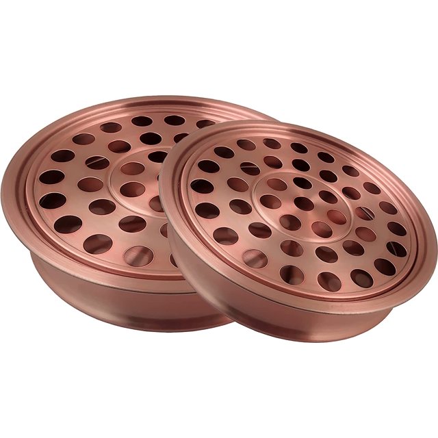 Mayur Ensemble de 2 Plateaux de Communion en Acier Inoxydable 12.2 Pouces - Contient 40 - (Cuivre)
