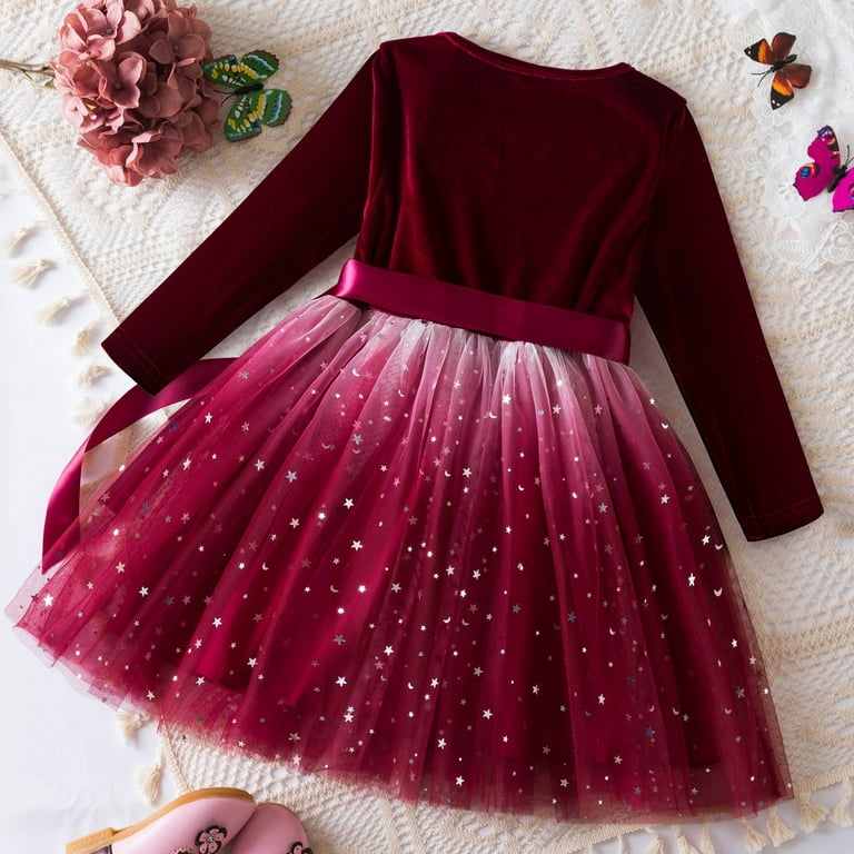 Kogui Long Sleeve Girl Dress Toddler Long Sleeve Girls Dress Toddler Dresses  for CasualSize 4T 5T(Red,4-5 Years) - Walmart.com