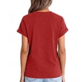 thumbnail image 5 of T Shirts Womens Crew Neck Rolled Short Sleeve Basic Summer Tops 2026 Casual Tees Red S, 5 of 6