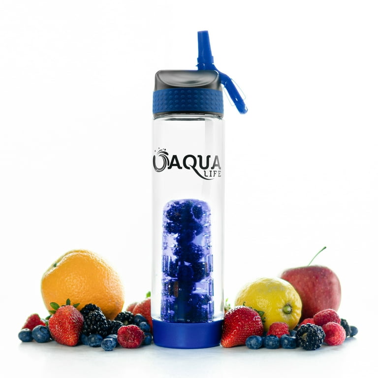 Aqua Life Fruit Infuser Water Bottle, BPA Free with Straw, Insulated  Sleeve, Flip-Top Lid, 25 fl oz