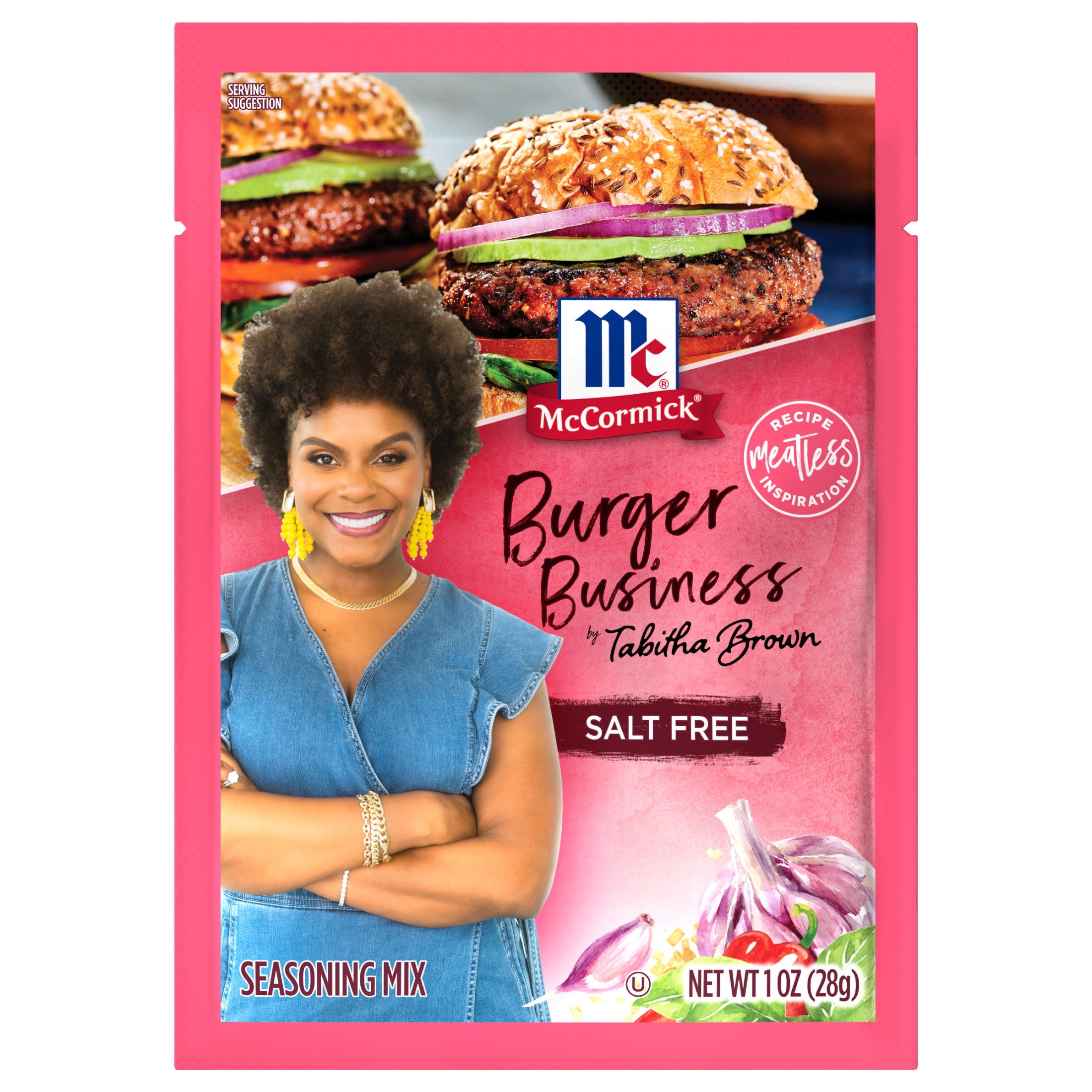 (2 pack) McCormick Salt Free Burger Business by Tabitha Brown Seasoning Mix, 1.0 oz Packet