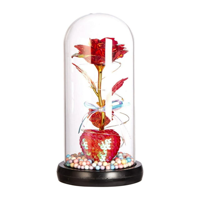 Decoración de cubierta de vidrio con flores para el Día de la Madre, San Valentín, fiesta de cumpleaños Lámpara blanca