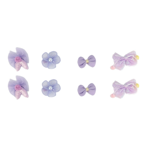 Unique Bargains 8pcs Cute Flowers Bow Hair Clips Hairdo Clip for Girls Light Purple