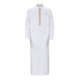thumbnail image 1 of XDZJLR Men Shirt Loose Muslim Arab Dubai Robe Long Sleeve Retro Tops, 1 of 7