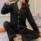 thumbnail image 2 of Conjunto de pijama de manga larga con aspecto de seda satinada para mujer, 2 of 2