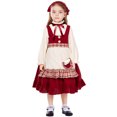 thumbnail image 5 of Favoffer Girls Oktoberfest Dress Little Red Riding German Bavarian Dirndl Dresses 4PC Dance Set (Top + Dress + Headscarf + Apron) 4-10Y, 5 of 6