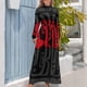 thumbnail image 3 of Vestido largo rojo negro gris caja de madera curvada vestido falda de mujer vestido de mujer, 3 of 4
