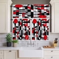 thumbnail image 2 of Abstract Seamless Stitching Curtain Valances Set Red Black Striped Design Kitchen Curtains 36&nbsp;inch Length Rod Pocket Valance and Tiers 3 Piece Set Small Bedroom Bathroom Laundry Decor, 2 of 9