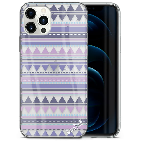 Case Yard iPhone-12/12-Pro Case Clear Soft & Flexible TPU Ultra Low Profile Slim Fit Thin Shockproof Transparent Bumper Protective Cover Drop Protective Cell Phone Cases (Purple Aztec)