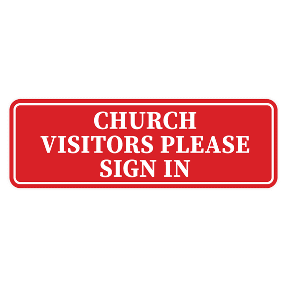 Standard Church Visitors Please Sign In Sign (Red) - Large