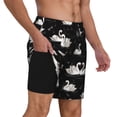 thumbnail image 2 of Naloa Swan And Dragonflies Print Men Swim Trunks with Compression Liner ,Board Shorts,Men's Swim Shorts with Drawstring and Elastic Waistband-Large, 2 of 6