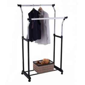 Sorbus Adjustable Double Rail Rolling Garment Rack With Brake
