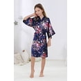 thumbnail image 2 of Girls Kids Daffodils Silky Satin Kimono Robe for Wedding Spa Party, Short, 2 of 6