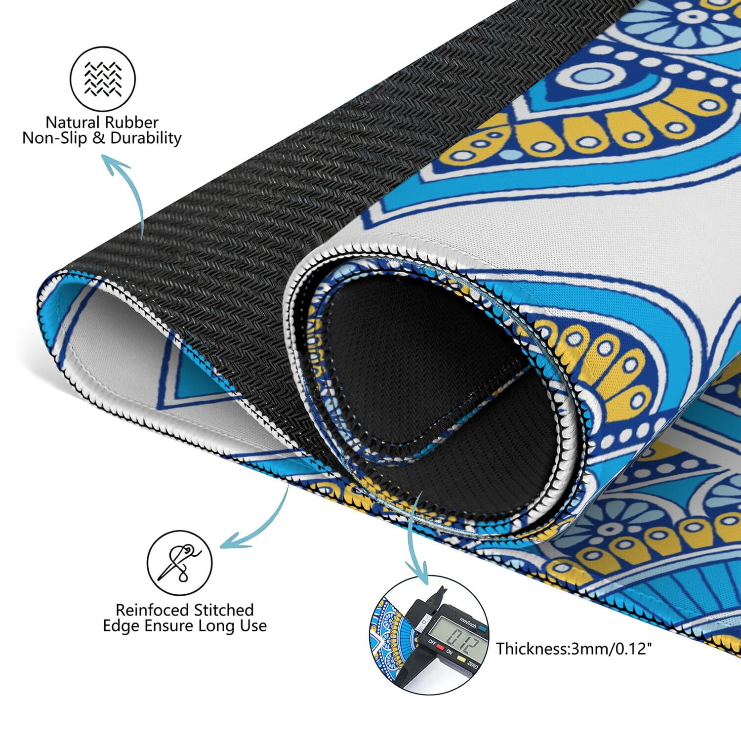 Mandala Mahjong Mat for Table, 31.5*31.5in Anti Slip American Mahjong Table Cloth, Noise Reduction, Neoprene Mah jongg Mat with Carrying Bag & 3 Dices, Mahjong Accessories Gift, Board Tile Games Mats