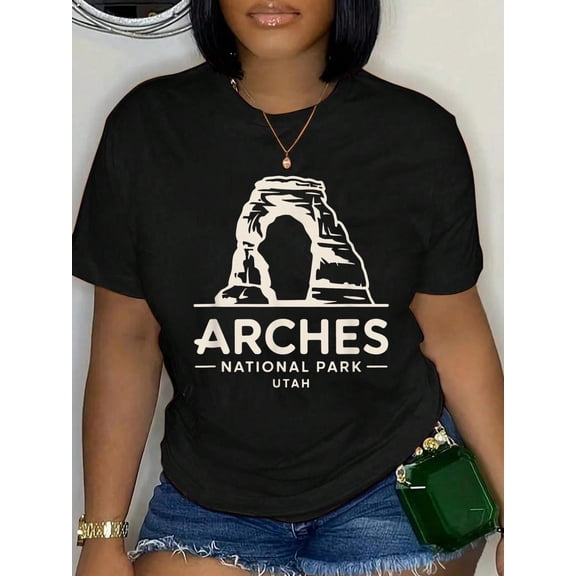 Arches National Park Utah Retro Vintage Nature Graphic T-Shirt Women's Graphic Tee Casual Tops