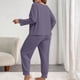 thumbnail image 4 of Pincandy Women's Plus Size Pajama Set - Crew Neck Long Sleeve Top & Pants, Casual & Comfortable for Homewear, 4 of 5