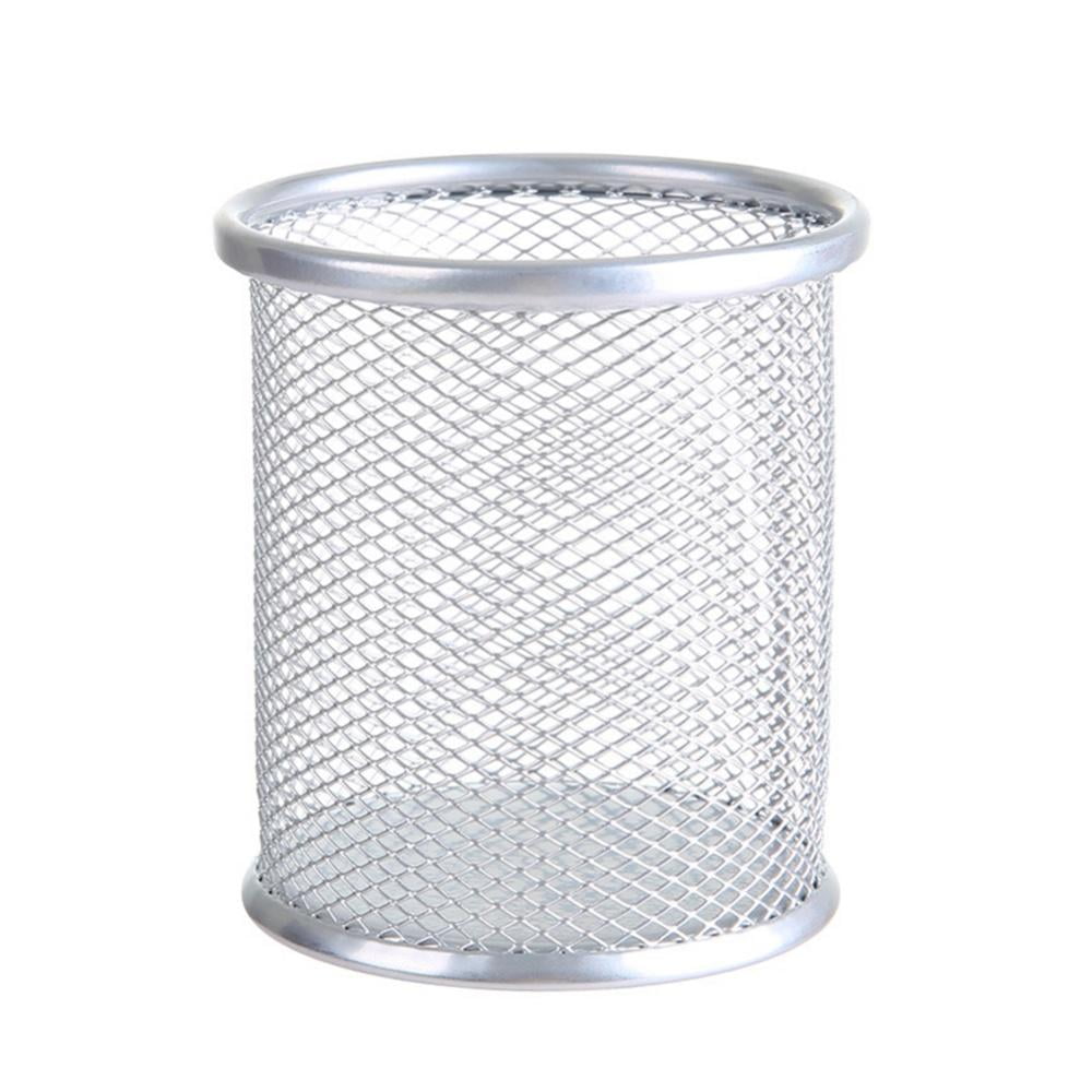 x 5 in Ybm Home Round Desk Steel Mesh  Pen Cup  Silver 3 in H 6 Pack x 3 in 