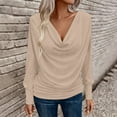 thumbnail image 2 of CHUMUD Womens Tops Cowl Neck Ruched Long Sleeve Shirts Fall Trendy Teacher Clothes Office Business Dressy Casual Outfits, 2 of 9